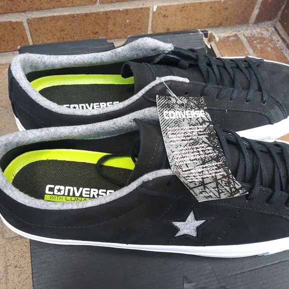 🆕Converse | Lunarlon One Star Ox Low Top Shoes in Black/grey Mens Size 11.5 - Picture 9 of 11